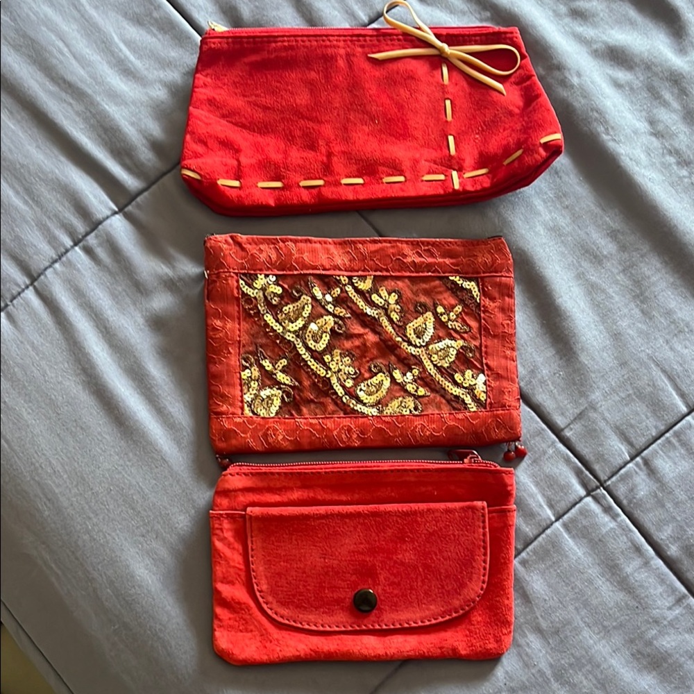 3 Chic Red and Gold Cosmetic Bag